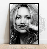 Kate Moss Wall Art Print – Glam Stache Fashion Statement Design - Print